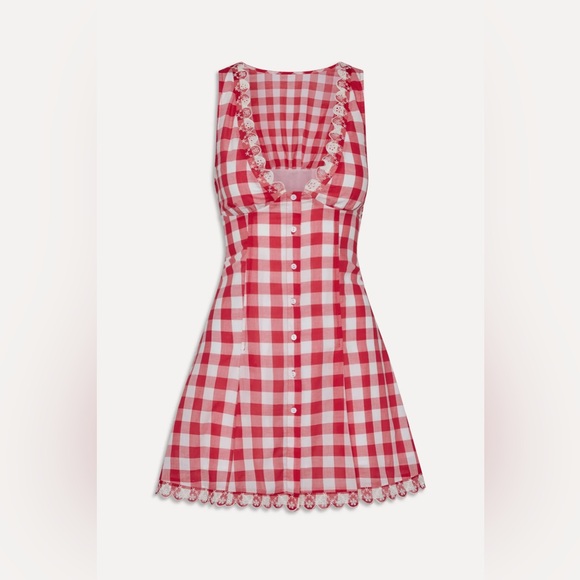 NWT Frankies Bikinis x Bella Hadid Farm Gingham Mini Dress in red - Picture 5 of 11